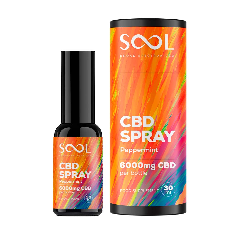 Sool Broad Spectrum Cbd Oil Spray Peppermint 6000 mg bottle+box